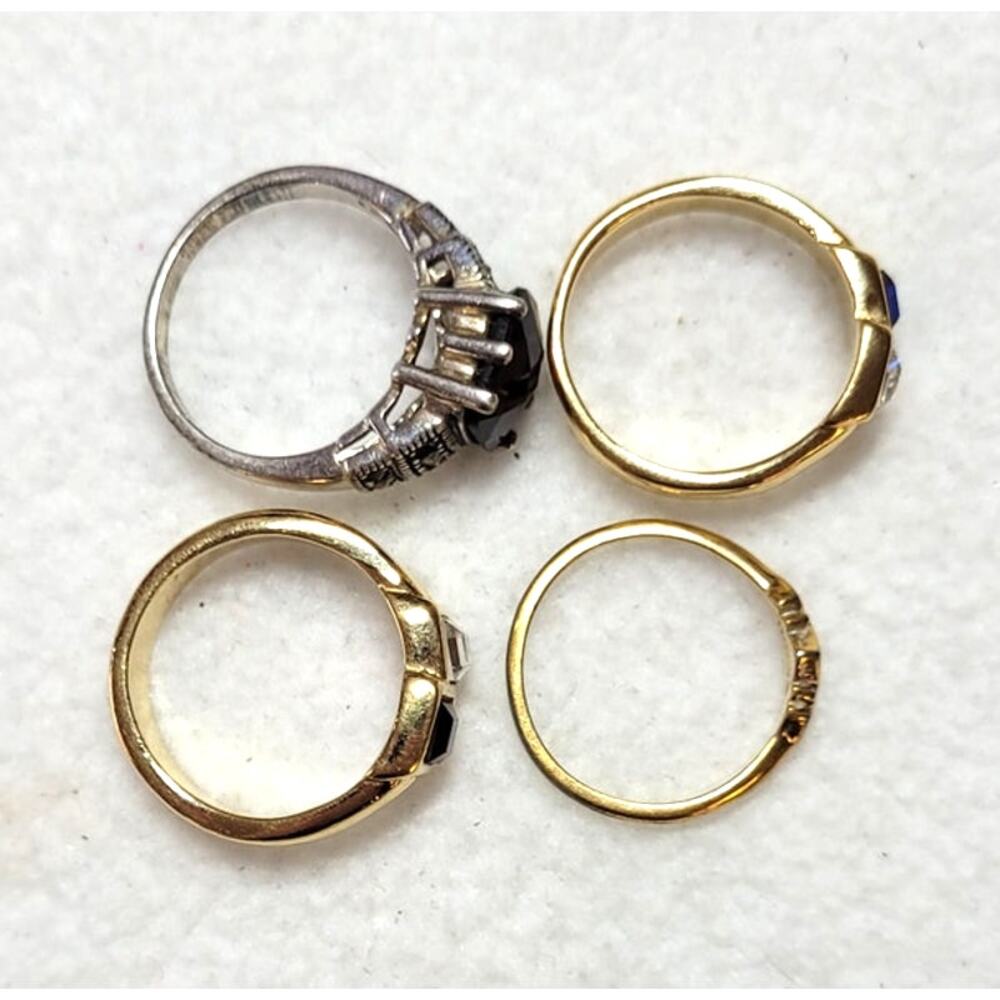 4 Pc Ring Lot Signed Avon Premier Designs 3 Size 8 1 Size 7 Blue Purple Maroon - Picture 5 of 6